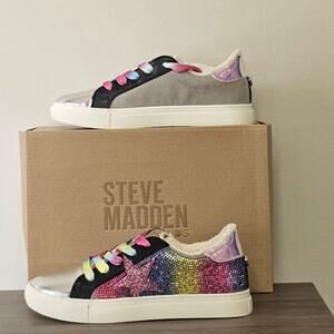 STEVE MADDEN Big Girls Jrezume Glitter Star Lace Up Sneakers Size 3 NWT